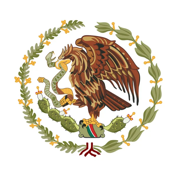Εθνόσημο, σφραγίδα ή εθνικό έμβλημα του Μεξικού, απομονωμένο σε λευκό φόντο — Διανυσματικό Αρχείο