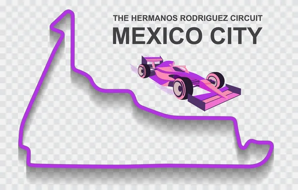 Mexico Grand Prix racecircuit voor Formule 1 of F1. Gedetailleerde racebaan of nationaal circuit — Stockvector