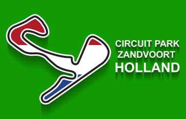 Hollanda Grand Prix Formula 1 ya da F1 için bayrağı olan yarış pisti. Ayrıntılı yarış pisti veya ulusal devre