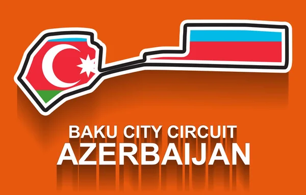 Αζερμπαϊτζάν grand prix πίστα για Φόρμουλα 1 ή F1. Λεπτομερής πίστα αγώνων ή εθνικό κύκλωμα — Διανυσματικό Αρχείο