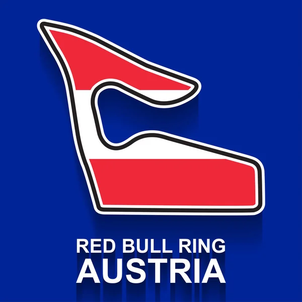 Tor wyścigowy Grand Prix Austrii dla Formuły 1 lub F1 z flagą — Wektor stockowy