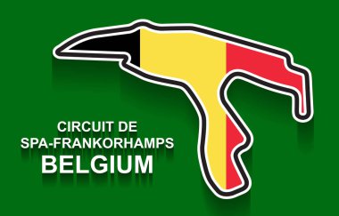 Belçika Grand Prix Formula 1 ya da F1 için bayrağı olan yarış pisti. Ayrıntılı yarış pisti veya ulusal devre
