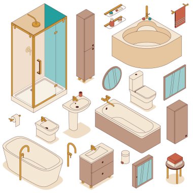 İç tasarım için banyo mobilyaları.