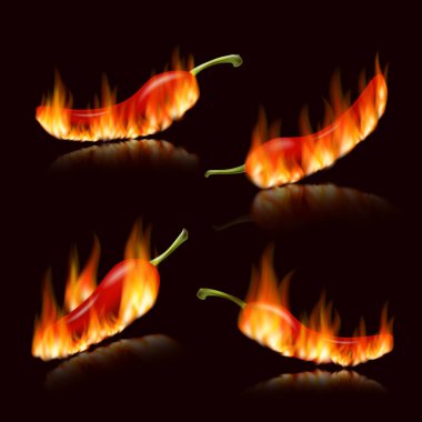 Acı kırmızı biber. Ateşin içinde kırmızı kırmızı biber, Meksika biberleri.