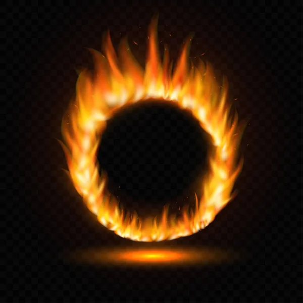 Realistic round light fire flame frame template on transparent background — Διανυσματικό Αρχείο