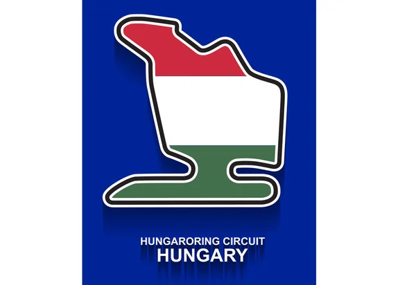 Hungary grand prix race track for Formula 1 or F1 with flag. Detailed racetrack or national circuit — Διανυσματικό Αρχείο