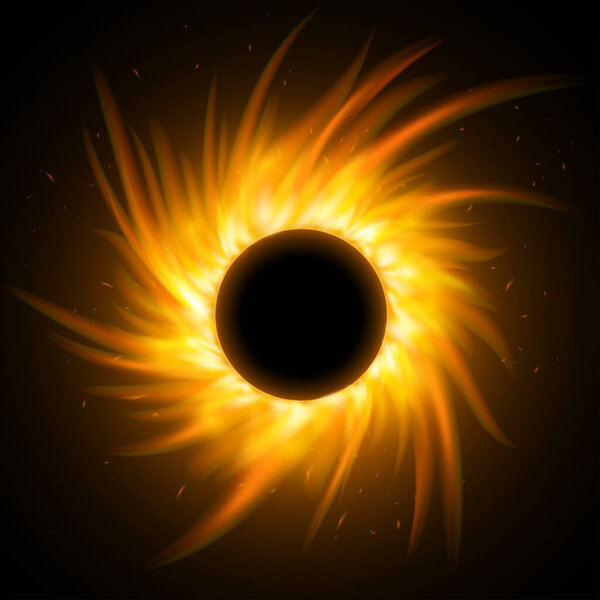 Реалистичный круглый свет огненная рамка пламени на прозрачном фоне