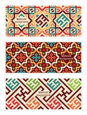 Fayanslı mozaik pankartlar. Modern geometrik dokular