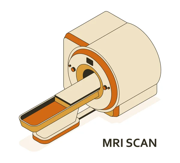 Kernspintomograph oder Kernspintomograf. Medizinische Geräte und Gesundheitsfürsorge. Röntgenabteilung mit MRT-Gerät — Stockvektor