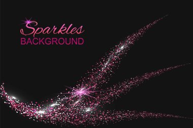 Vektör Soyut parlak renk mor dalga tasarım elementi koyu arkaplanda simli efekt