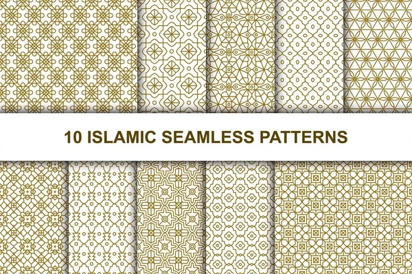 Uppsättning islamiska sömlösa mönster. Etnisk geometrisk bakgrund i arabisk stil. Vektorgrafik