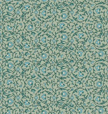 Arabesk arapça kusursuz çiçek deseni. Çiçekli dallar, yapraklı ve yapraklı