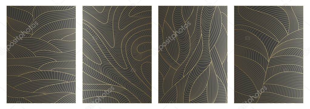 Set of abstract wavy backgrounds. Line pattern with waves texture