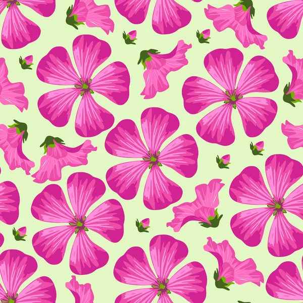 Motif vectoriel sans couture avec des fleurs et des bourgeons roses — Image vectorielle