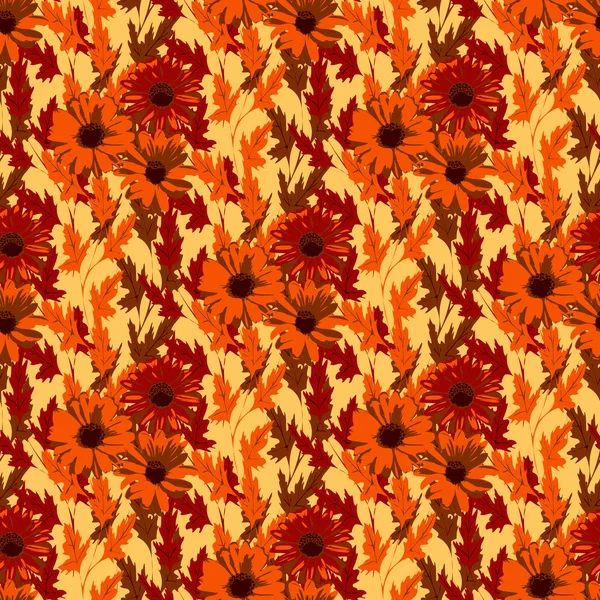 Belles fleurs d'automne. Fond floral lumineux, style rétro . — Image vectorielle
