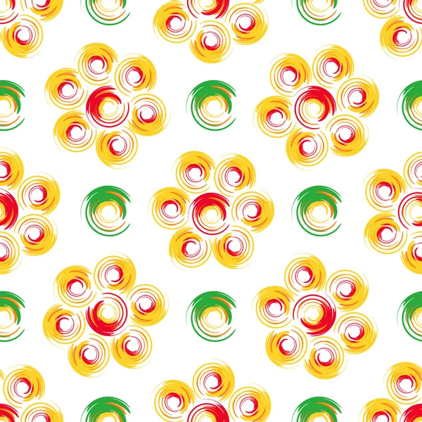 Fleurs d'automne. Motif géométrique abstrait sans couture avec des cercles colorés . — Image vectorielle