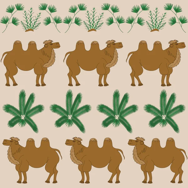 A kedvenc étel a teve a camel thorn és egyéb sivatagi növények — Stock Vector