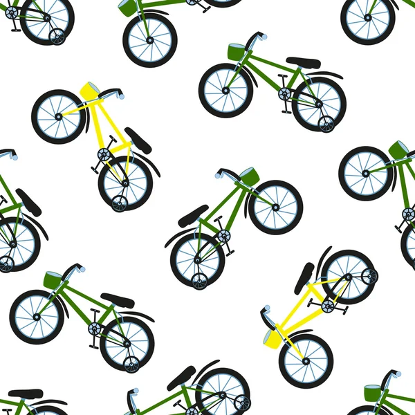 Nahtloses Fahrradmuster. Kinderfahrräder. Vektorillustration — Stockvektor