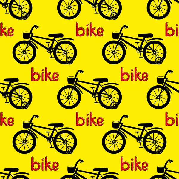 シームレスな自転車パターン。子供の自転車。ベクトル図 — ストックベクタ
