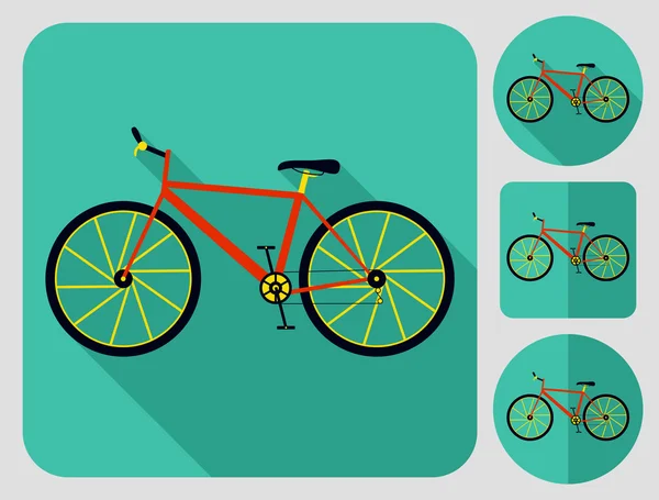 Mountain (cross country) bike icon. Bike parts. Flat long shadow design. Bicycle icons series. — Stock Vector