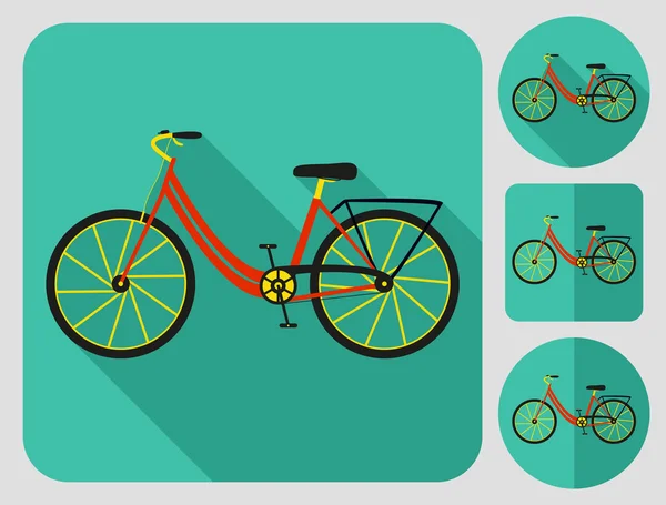 City bike icon. Flat long shadow design. Bicycle icons series. — 图库矢量图片