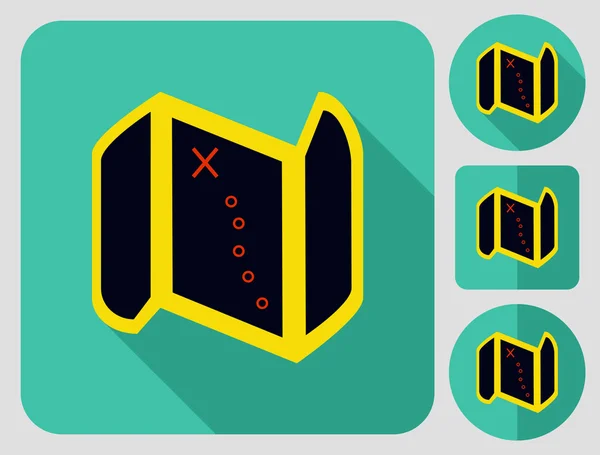 Mapa. Diseño plano de sombra larga. Senderismo serie iconos . — Vector de stock