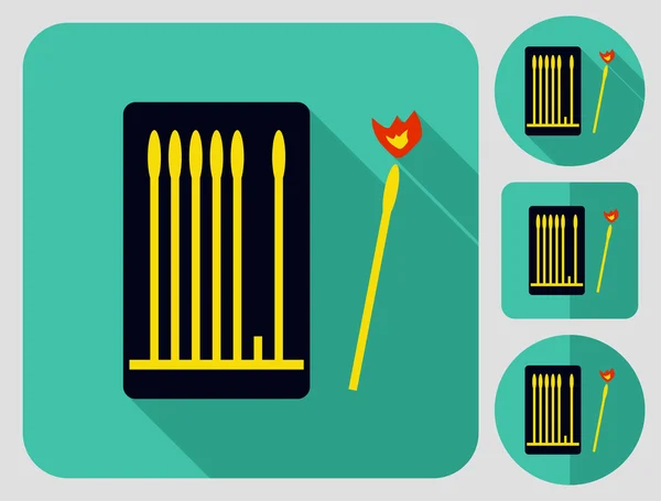Camping equipment. Box with matches. Flat long shadow design. Hiking icons series. — Stock Illustration Camping equipment. Box with matches. Flat long shadow design. Hiking icons series. Stock Vector