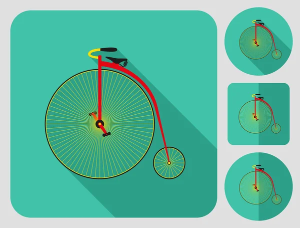 Penny peidando ícone de bicicleta. Projeto longo plano da sombra. Bicicleta ícones série . —  Vetores de Stock