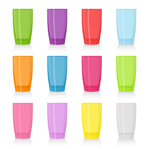 Set de verres colorés pour boissons. Illustration vectorielle — Image vectorielle