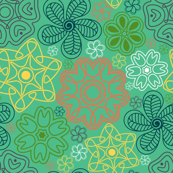 Nahtloses Muster im indischen Stil. Ethnische Ornamente mit Blumen und Paisleys. — Stockvektor