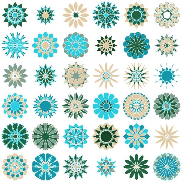 Ensemble de symboles décoratifs arabes de couleur. Éléments décoratifs vectoriels . — Image vectorielle