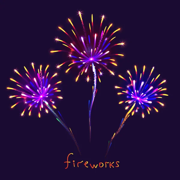 Abstract colorful fireworks background. Christmas lights. Vector illustration. — Stock Vector