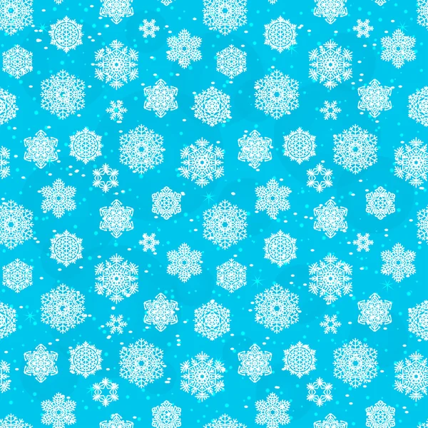 Modèle bleu sans couture d'hiver avec des flocons de neige dessinés à la main. Illustration vectorielle . — Image vectorielle