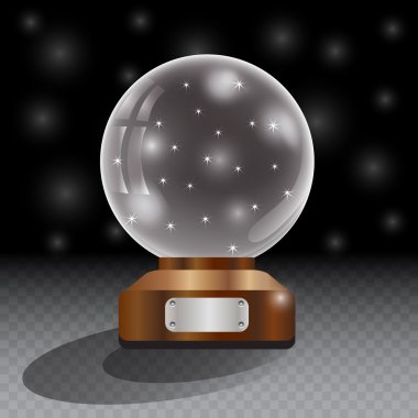 Glass globe on checkered background.