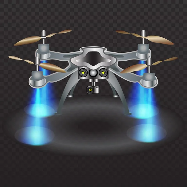 Drone aérien à distance avec appareil photo prenant des photos ou enregistrement vidéo  . — Image vectorielle