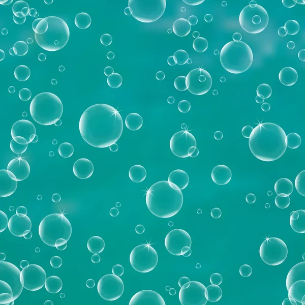 Textury vodu s bublinkami na tyrkysové pozadí bezešvé pattern. — Stockový vektor