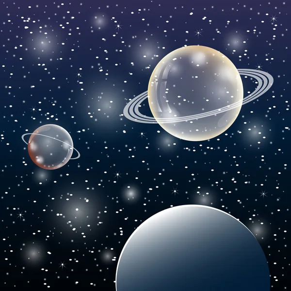 ベクトル空間の背景に惑星、衛星. — ストックベクタ