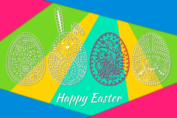 Húsvéti minta fehér húsvéti nyúl és a tojás. Modern anyagi háttér, hátul. Vektoros illusztráció. — Stock Vector