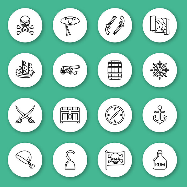 Набор значков линий. Пират. Контур круглые иконки с тенью. Информационные графические элементы. Векторная иллюстрация, eps 10
.