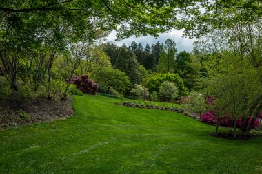 Asheville, NC / USA - 27 Nisan 2018: Asheville, Kuzey Carolina 'daki Biltmore Malikânesi Bahçeleri ve Bahçeleri.