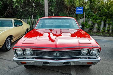 Tybee Adası, GA - 3 Ekim 2020 Chevrolet Chevelle SS hardtop coupe yerel bir araba fuarında.