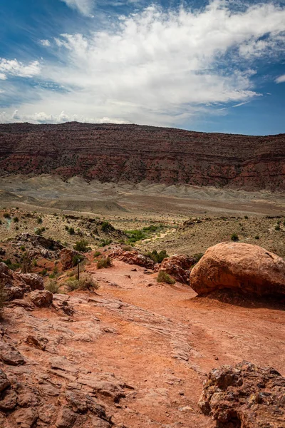 Canyon Formazioni Erose Arenaria Calcare Dominano Paesaggio Dell Arches National — Foto Stock