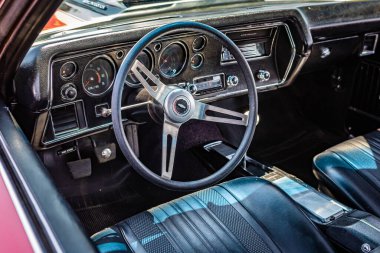 Reno, NV - 3 Ağustos 2021 Chevrolet Chevelle SS Hardtop Coupe Yerel bir araba fuarında.