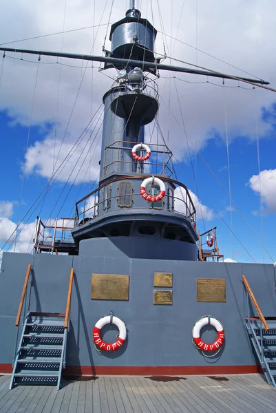 Kapitán palubě křižníku Aurora — Stock fotografie