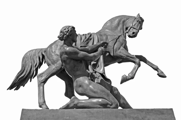 阿尼奇科夫桥在圣彼得堡孤立在白色背景上的马雕塑 — 图库照片
