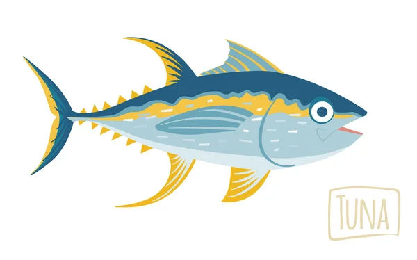 Ton balığı, vektör karikatür çizim — Stok Vektör