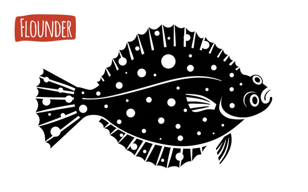 Flounder, illustrazione del cartone animato vettoriale — Vettoriale Stock