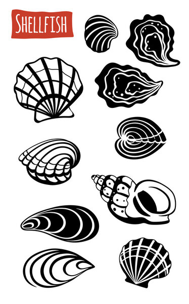 Shellfish, vector cartoon illustration  