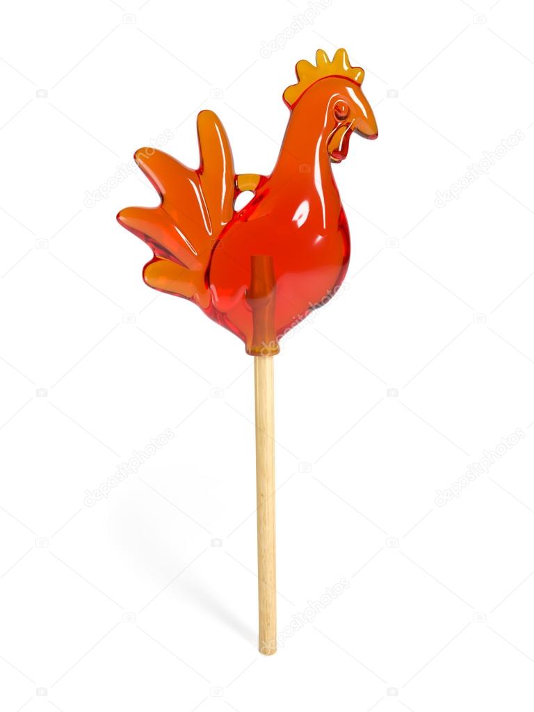 Rooster lollipop illustration isolated on white background