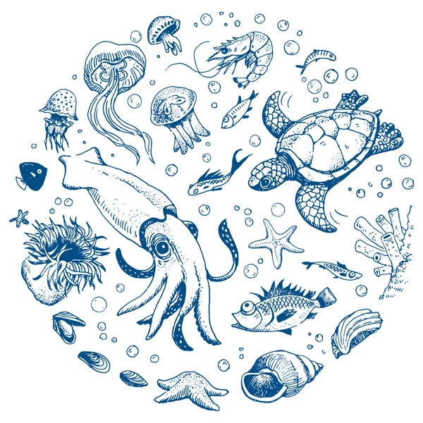 Sea life set — Stock Vector